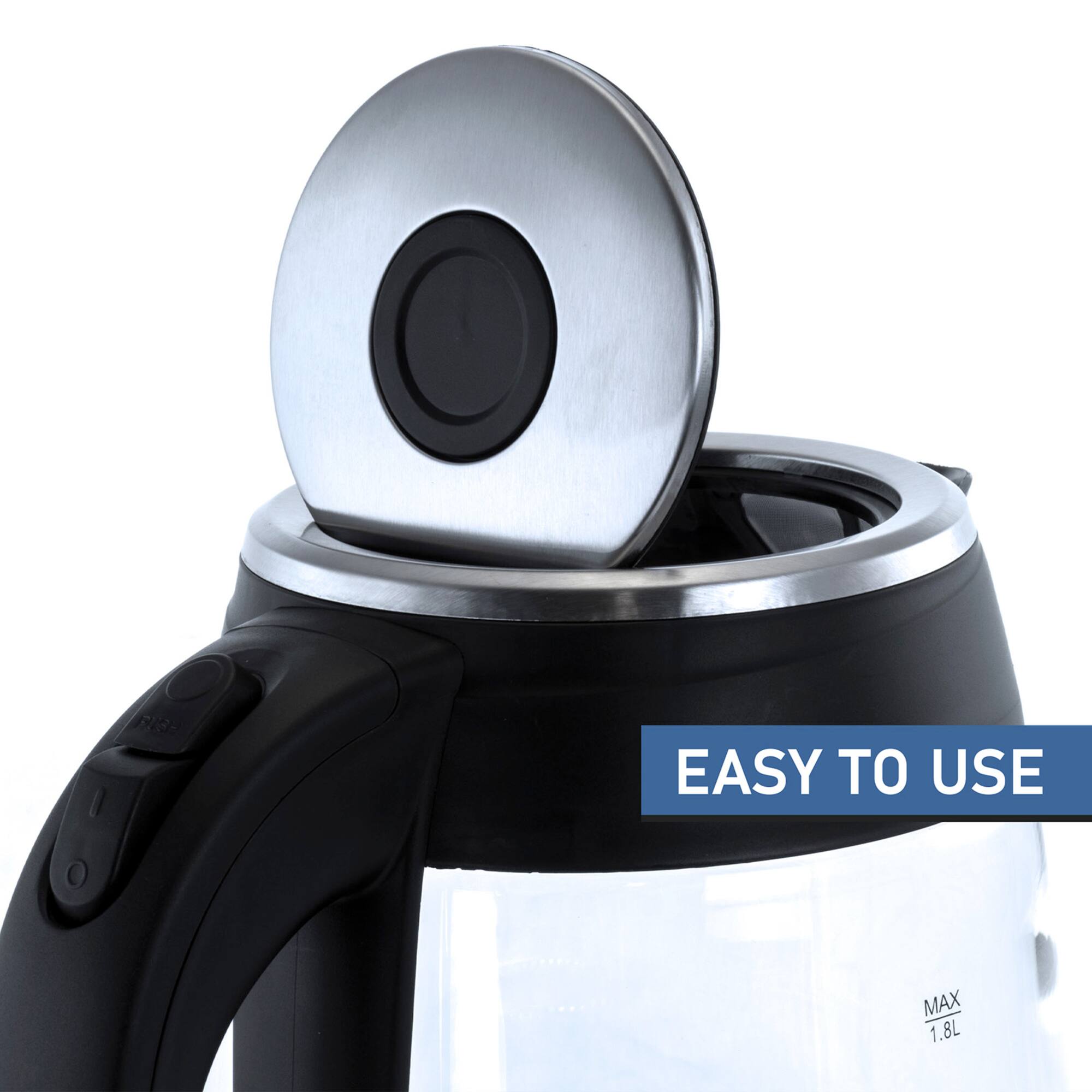 MegaChef 1.8L Glass Body & Stainless Steel Electric Tea Kettle
